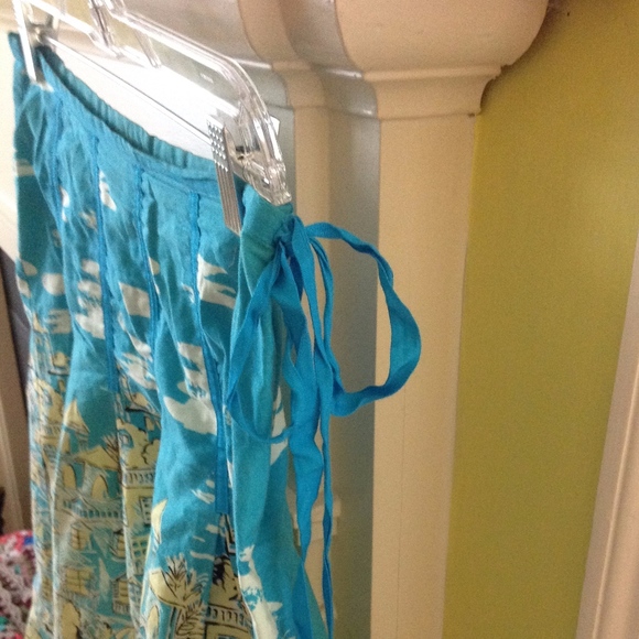 Kenzie Turquoise Skirt Ribbon Side Tie - Sz 6 - Picture 4 of 8